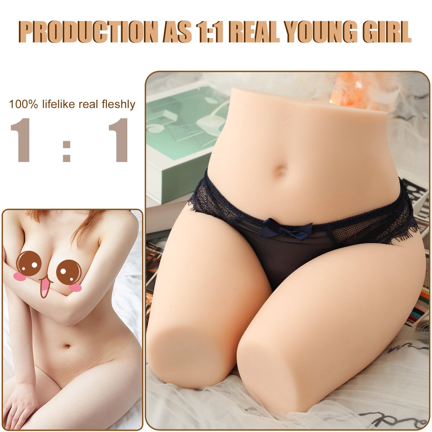 Half body sex doll, real vaginal model, weighing 6.0 kg