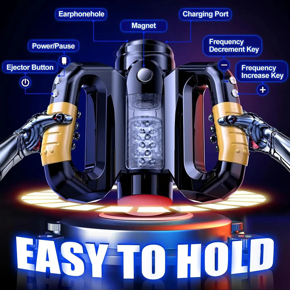 Automatic Gamepad Male Masturbators with 10 Thrusting & Rotating Sex Toys for Men with Cell Phone holder Magnetic Attachment 18+