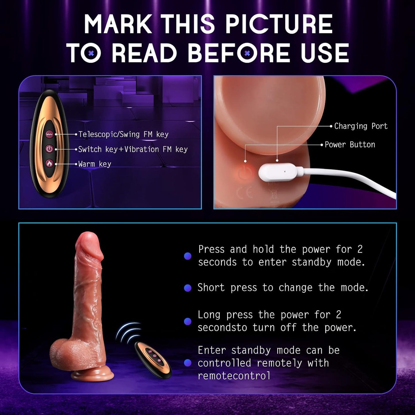 Vibrator Sex Toys - Realistic Dildos for G Spot Anal Stimulation with 8 Thrusting & 10 Vibration & Heating Mode, Blowjob Silicone Dildo Remote Control Adult Toy