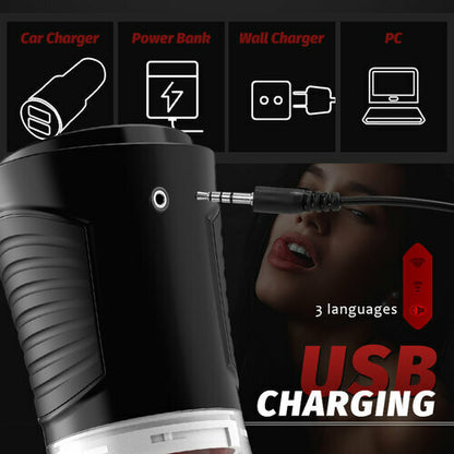 MLtoys 4 Sucking Modes & 7 Tongue Licking Male Masturbator