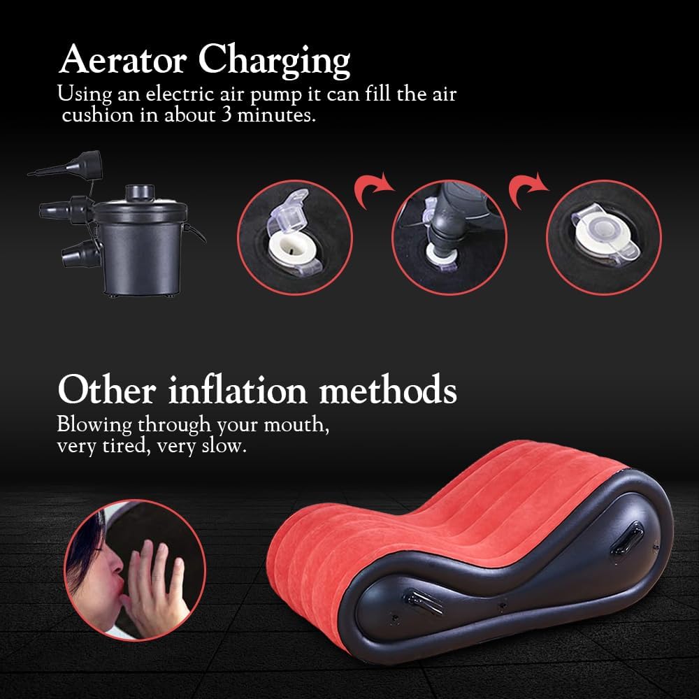 Inflatable Sex Sofa with Cuff Kit for BDSM and Bondage Play,Sex Game Furniture for Couple Deeper Position Support Adult Alternative Toys G-Point Love Pad Multifunctional PVC Pillow Air Cushion Chair