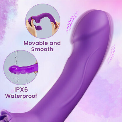 For Couples 10 Tapping & Vibrating G-spot Clit Stimulator Strapless Double-ended Remote Control Dildo