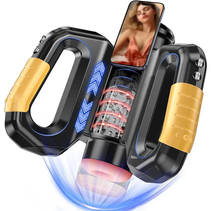 Automatic Gamepad Male Masturbators with 10 Thrusting & Rotating Sex Toys for Men with Cell Phone holder Magnetic Attachment 18+