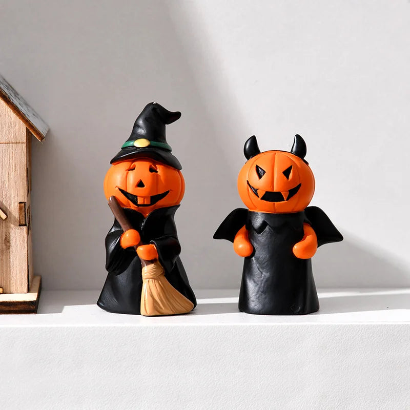 Halloween Fun Pumpkin Festival Party Home Desktop Atmosphere Decoration Ghost Witch Doll Festival Mini Resin Decoration