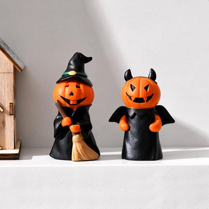 Halloween Fun Pumpkin Festival Party Home Desktop Atmosphere Decoration Ghost Witch Doll Festival Mini Resin Decoration