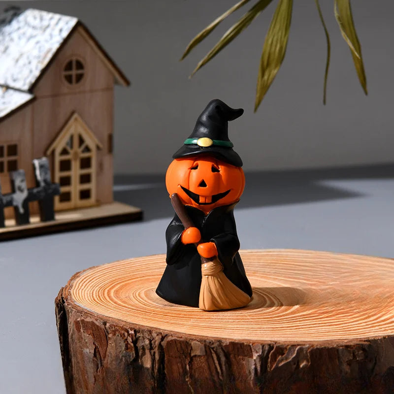 Halloween Fun Pumpkin Festival Party Home Desktop Atmosphere Decoration Ghost Witch Doll Festival Mini Resin Decoration