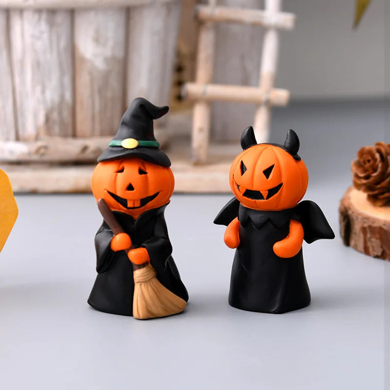 Halloween Fun Pumpkin Festival Party Home Desktop Atmosphere Decoration Ghost Witch Doll Festival Mini Resin Decoration