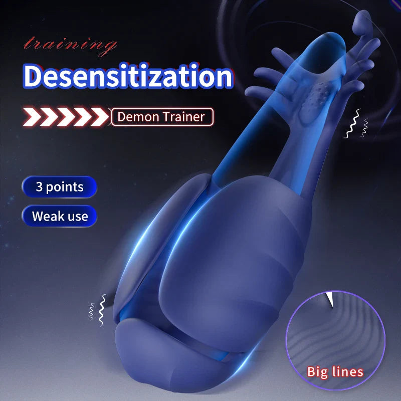 Dual Motor Electric Masturbator Penis Trainer Massager with 10 Vibration Modes