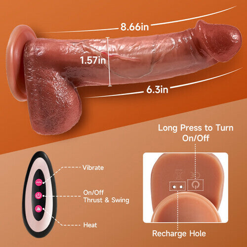MLtoys Strap On Realistic Dildo Vibrating Thrusting Swinging Heating with Remote Control