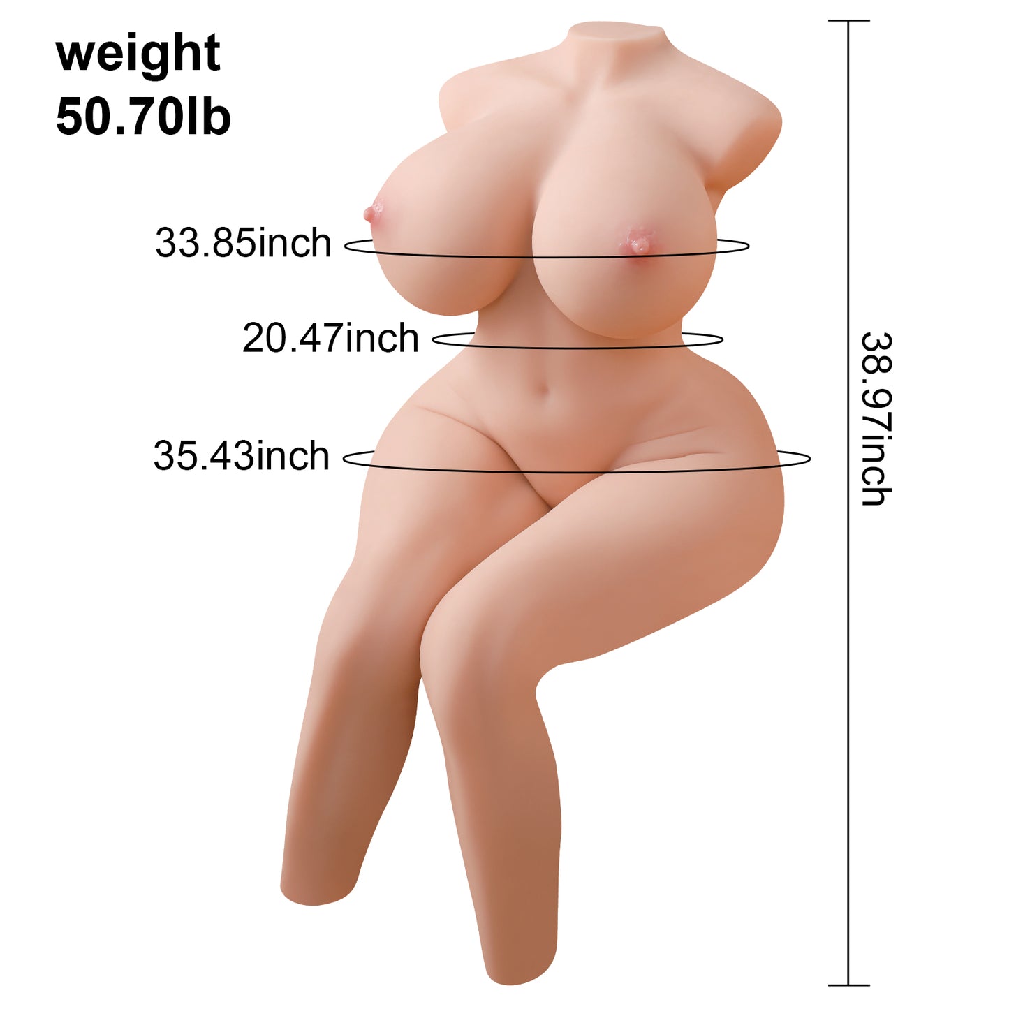 [Us Stock] Kadi 50.7 Lb Large Torso Realistic Sex Doll Tpr Material Has High Elasticity And Real Touch