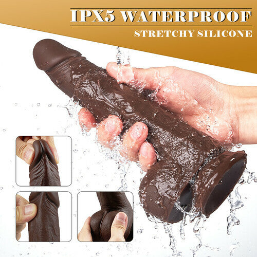 MLtoys 8 Thrusting & Vibrating & Swing Realistic Black Dildo 8.70 Inch